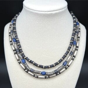 Abercrombie & Fitch Necklace Lot of 3 Blue Silver Beaded Surf Boho Mens Unisex